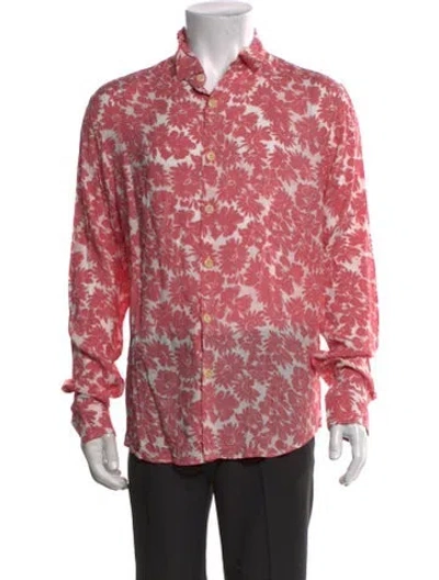 Pre-owned Sandro Printed Long Sleeve Shirt In White