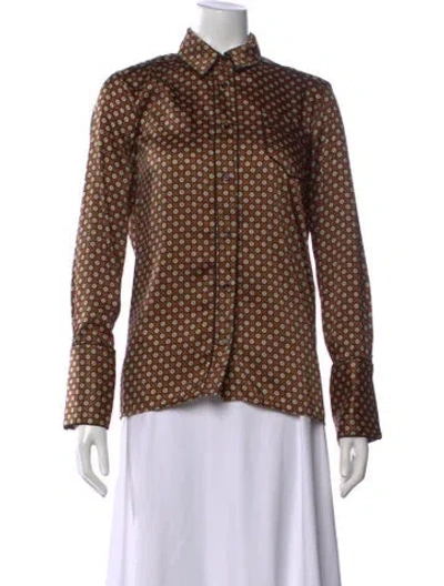 Pre-owned Sandro Printed Long Sleeve Top In Brown