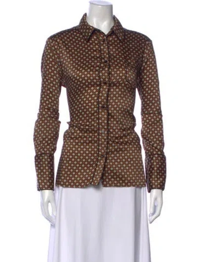 Pre-owned Sandro Printed Long Sleeve Top In Brown