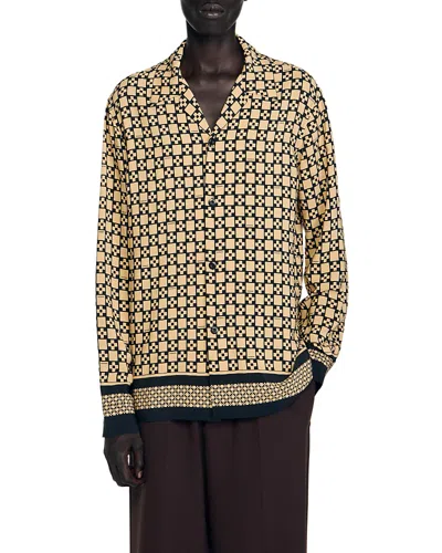 SANDRO PRINTED LOOSE FIT BUTTON SHIRT