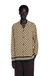 Sandro Printed Loose Fit Button Shirt In Yellow