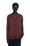 Sandro Printed Loose Fit Button Shirt In Brown