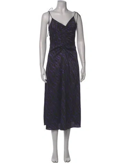 Pre-owned Sandro Printed Midi Length Dress In Black