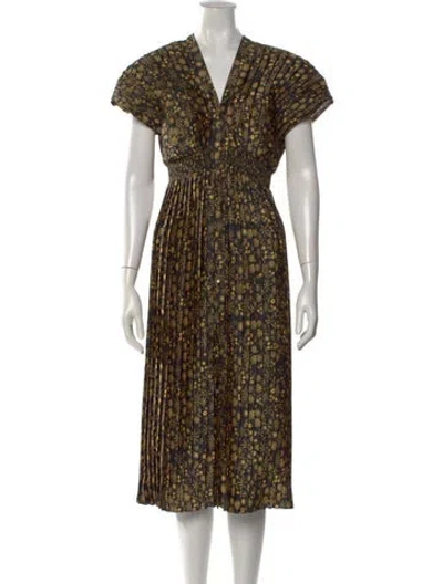 Pre-owned Sandro Printed Midi Length Dress In Black