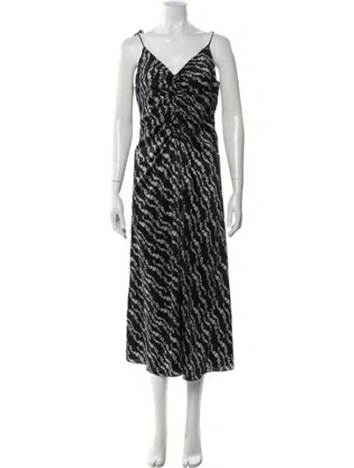 Pre-owned Sandro Printed Midi Length Dress In Black