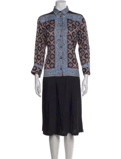 Pre-owned Sandro Printed Midi Length Dress In Black