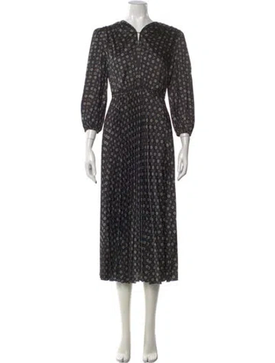 Pre-owned Sandro Printed Midi Length Dress In Black