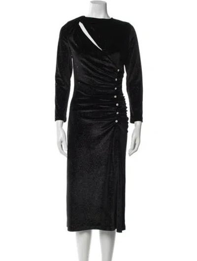 Pre-owned Sandro Printed Midi Length Dress In Black