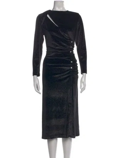 Pre-owned Sandro Printed Midi Length Dress In Black