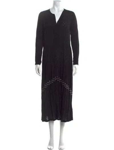 Pre-owned Sandro Printed Midi Length Dress In Black