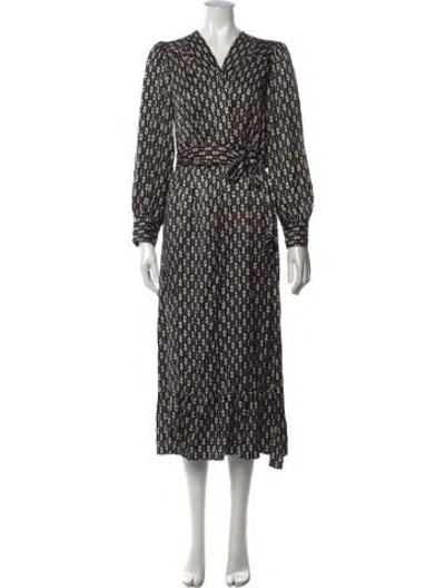 Pre-owned Sandro Printed Midi Length Dress In Black/white