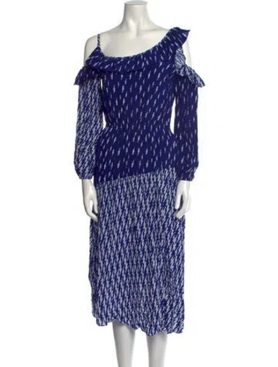 Pre-owned Sandro Printed Midi Length Dress In Blue