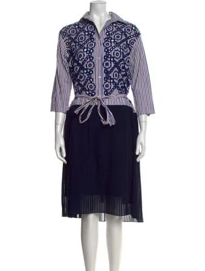 Pre-owned Sandro Printed Midi Length Dress In Blue