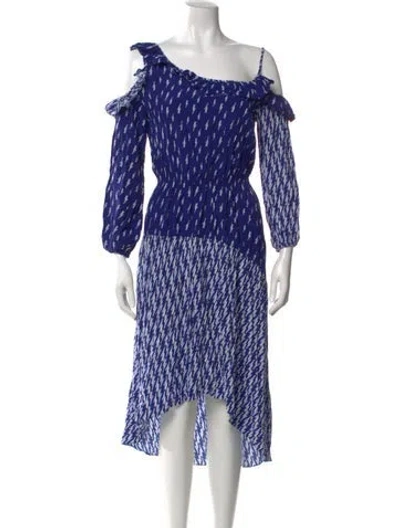 Pre-owned Sandro Printed Midi Length Dress In Blue