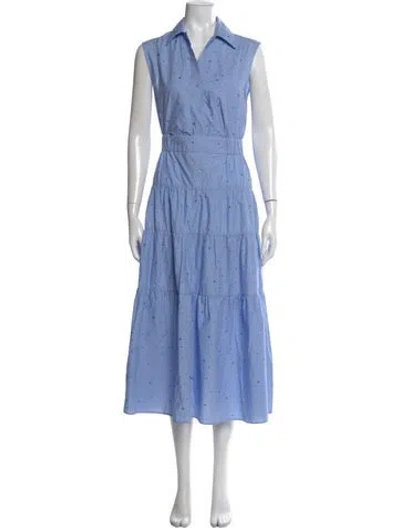 Pre-owned Sandro Printed Midi Length Dress In Blue