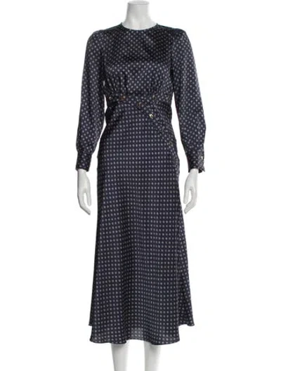 Pre-owned Sandro Printed Midi Length Dress In Blue