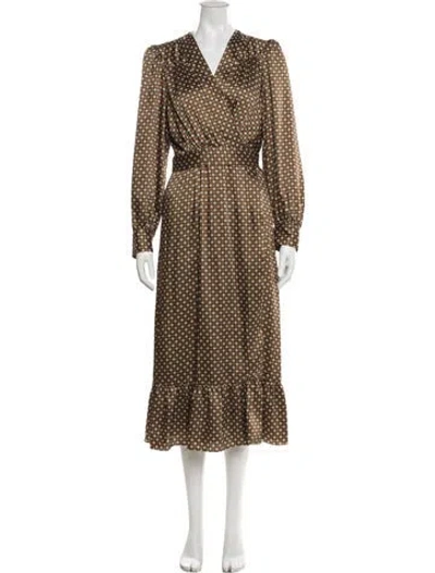Pre-owned Sandro Printed Midi Length Dress In Brown