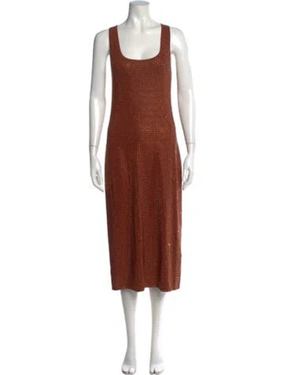 Pre-owned Sandro Printed Midi Length Dress In Brown