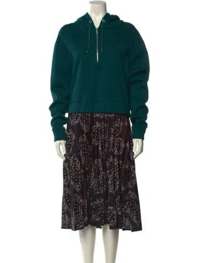 Pre-owned Sandro Printed Midi Length Dress In Green