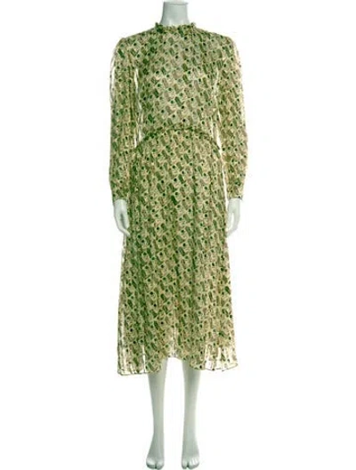 Pre-owned Sandro Printed Midi Length Dress In Green