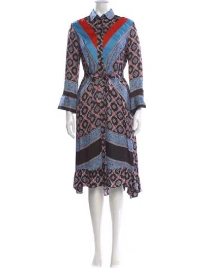 Pre-owned Sandro Printed Midi Length Dress In Multi