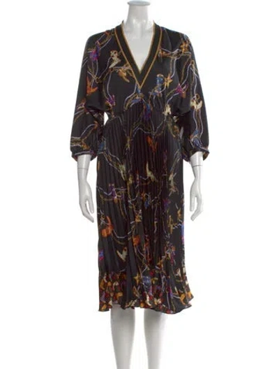 Pre-owned Sandro Printed Midi Length Dress In Multi