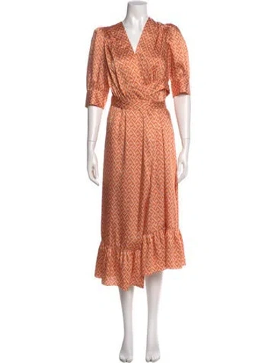 Pre-owned Sandro Printed Midi Length Dress In Orange