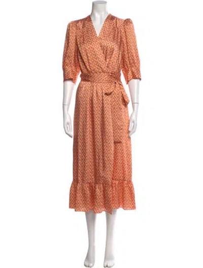 Pre-owned Sandro Printed Midi Length Dress In Orange