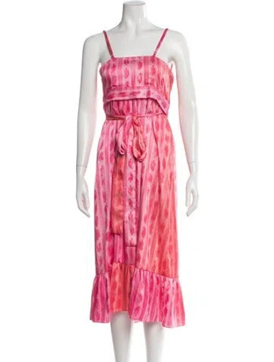 Pre-owned Sandro Printed Midi Length Dress In Pink