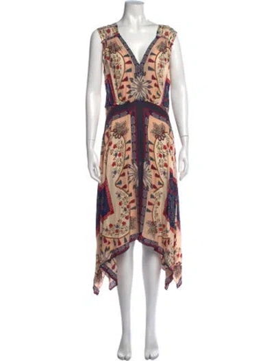 Pre-owned Sandro Printed Midi Length Dress In Pink