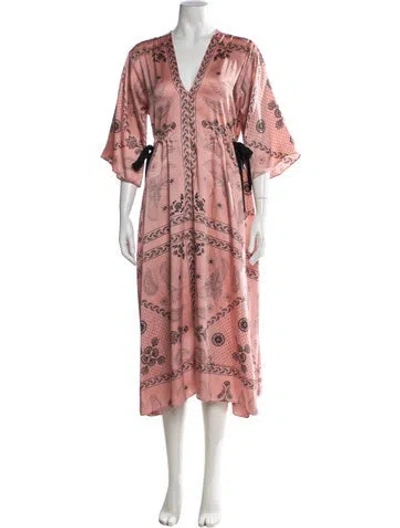 Pre-owned Sandro Printed Midi Length Dress In Pink
