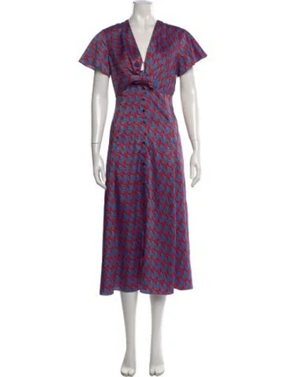 Pre-owned Sandro Printed Midi Length Dress In Red