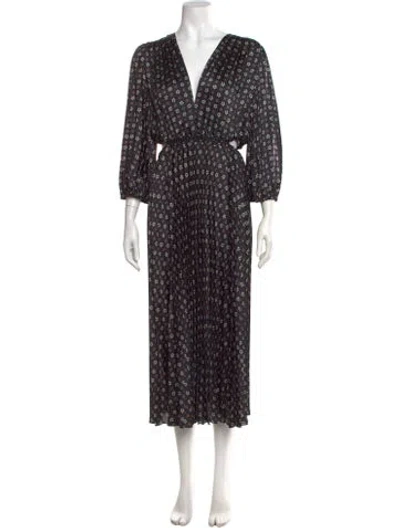 Pre-owned Sandro Printed Midi Length Dress W/ Tags In Black