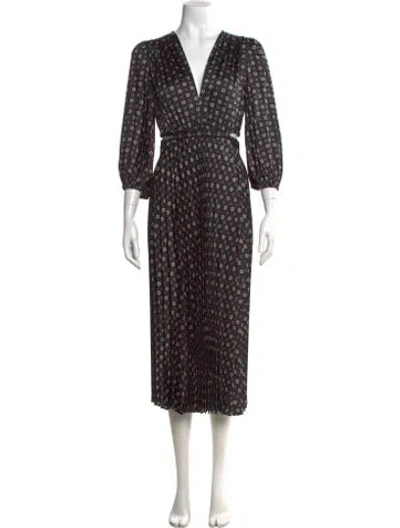 Pre-owned Sandro Printed Midi Length Dress W/ Tags In Black