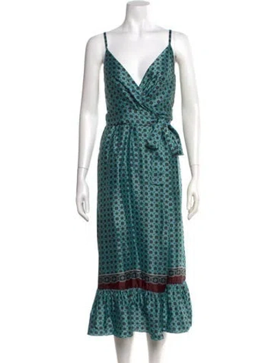Pre-owned Sandro Printed Midi Length Dress W/ Tags In Multi