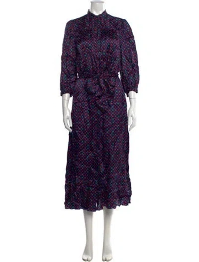 Pre-owned Sandro Printed Midi Length Dress W/ Tags In Purple