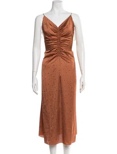 Pre-owned Sandro Printed Midi Length Dress W/ Tags In Red