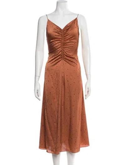 Pre-owned Sandro Printed Midi Length Dress W/ Tags In Red