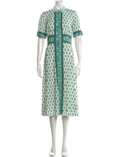 Pre-owned Sandro Printed Midi Length Dress In White