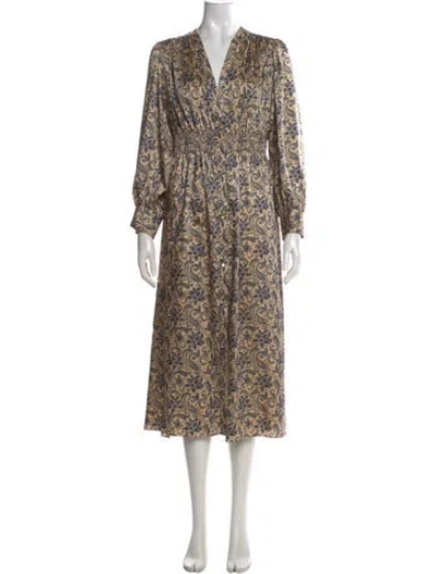 Pre-owned Sandro Printed Midi Length Dress In Yellow