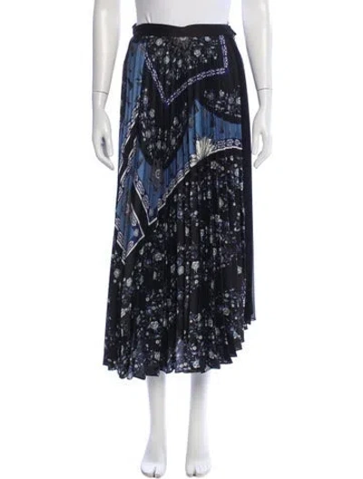 Pre-owned Sandro Printed Midi Length Skirt In Black