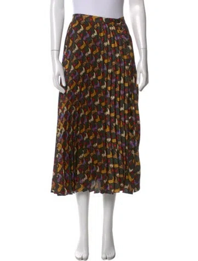 Pre-owned Sandro Printed Midi Length Skirt In Black