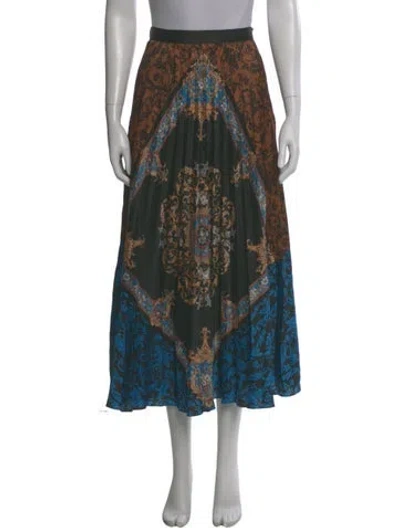 Pre-owned Sandro Printed Midi Length Skirt In Black