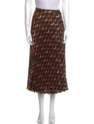 Pre-owned Sandro Printed Midi Length Skirt In Black