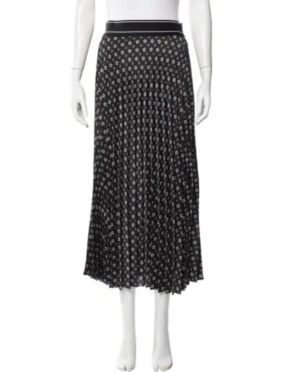 Pre-owned Sandro Printed Midi Length Skirt In Black