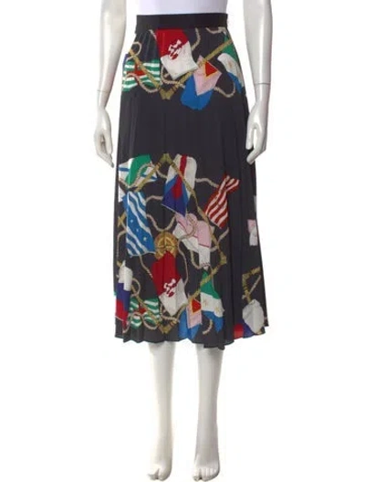 Pre-owned Sandro Printed Midi Length Skirt In Black
