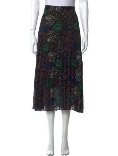 Pre-owned Sandro Printed Midi Length Skirt In Black