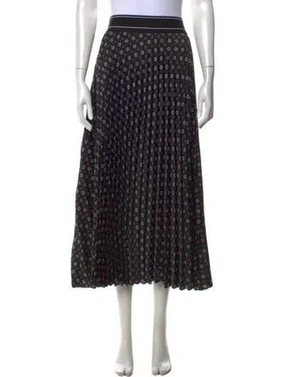 Pre-owned Sandro Printed Midi Length Skirt In Black