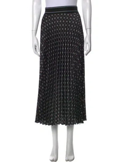 Pre-owned Sandro Printed Midi Length Skirt In Black