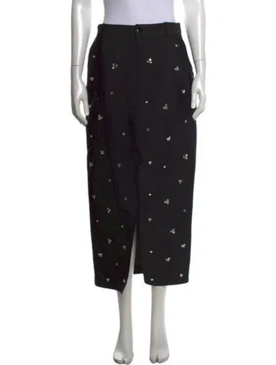 Pre-owned Sandro Printed Midi Length Skirt In Black